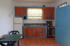 kitchenette and living area in 1 bedroom apartment